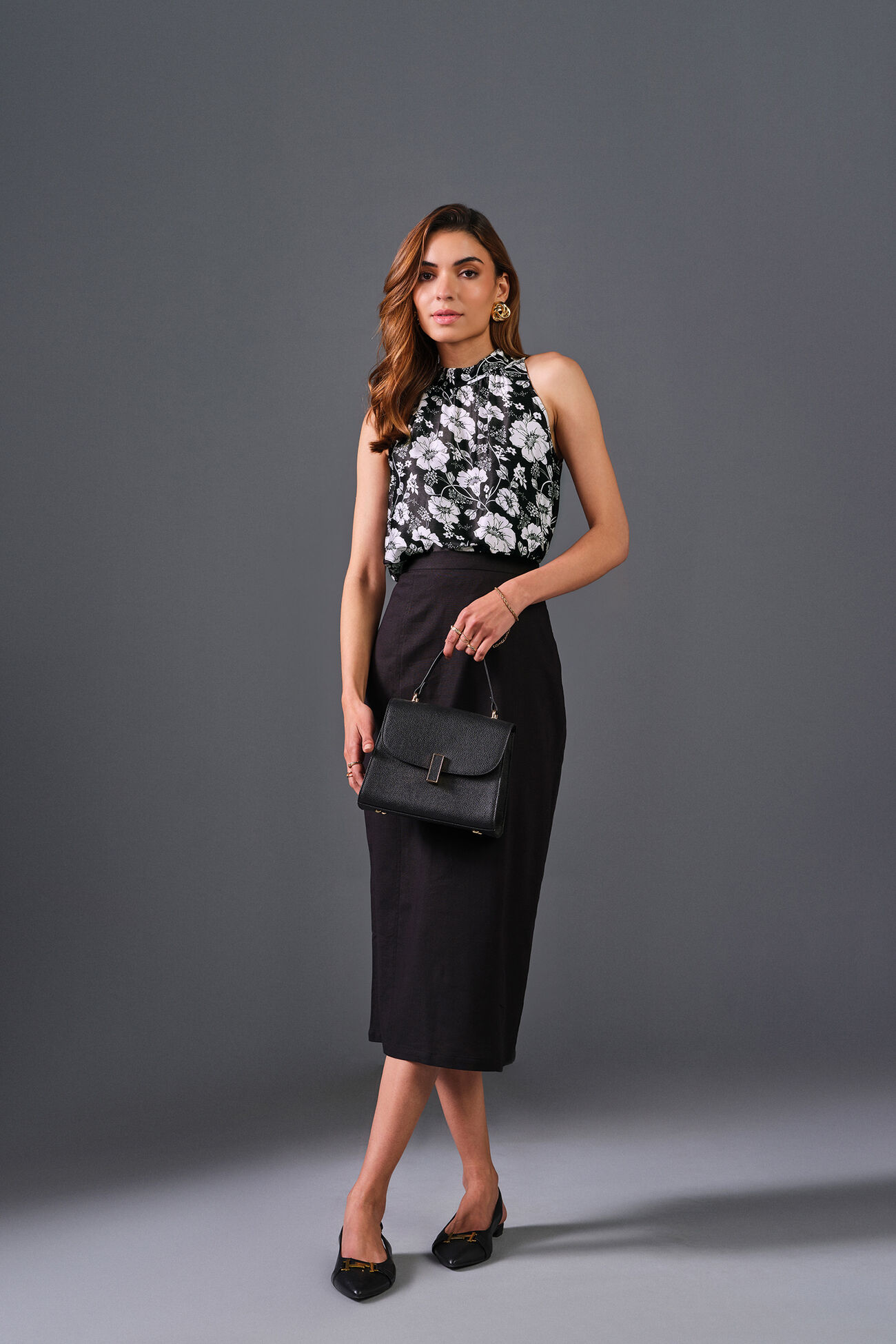 Ebony Elegance Viscose Skirt, Black, image 1